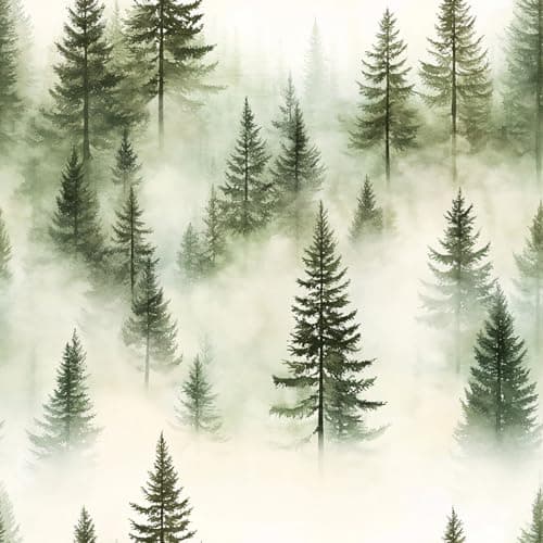 PODUFF Pine Forest Wallpaper Modern Nature Green Peel and Stick Wallpaper SelfAdhesive Vinyl for Tranquil Woodland Home Decor 177in x 236in