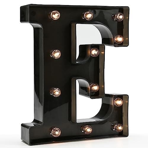 OYCBUZO Light Up Black Alphabet Marquee Letters Sign LED Marquee Number Lights Sign for Night Light Home Bar Christmas Lamp Birthday Party Wedding Decoration E