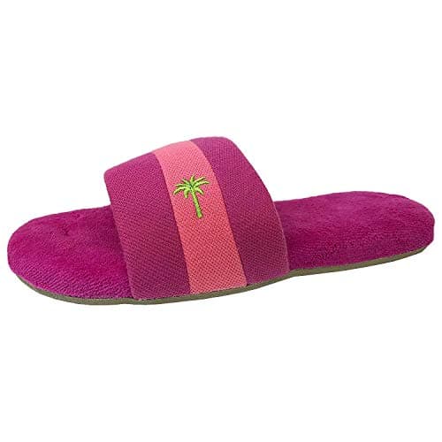 isotoner Cabanas Women's Memory Foam Resort Indoor/Outdoor Slippers (Very Berry, US Footwear Size System, Adult, Women, Numeric Range, Medium, 6.5, 7)