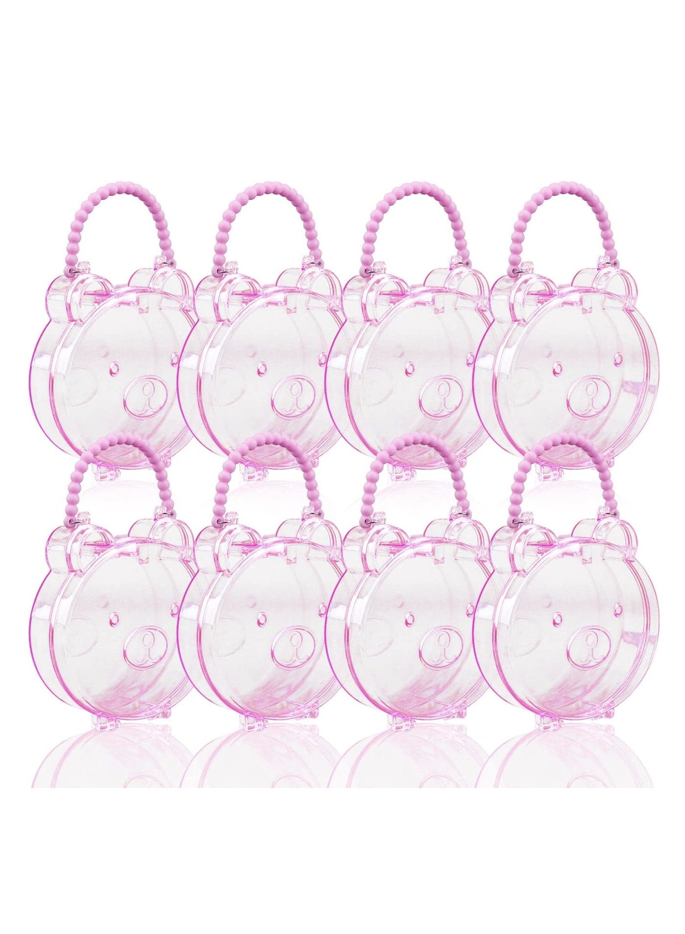 8 Pack Plastic Storage Box Small Mini Clear Bear Containers Beads for Crafts Jewelry Items Kids