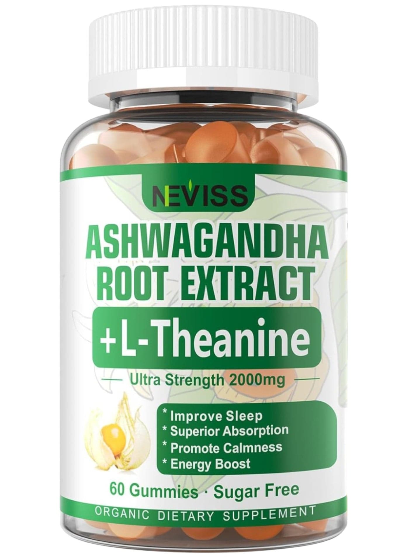 Ashwagandha Root Extract +L-Theanine, 60 Gummies
