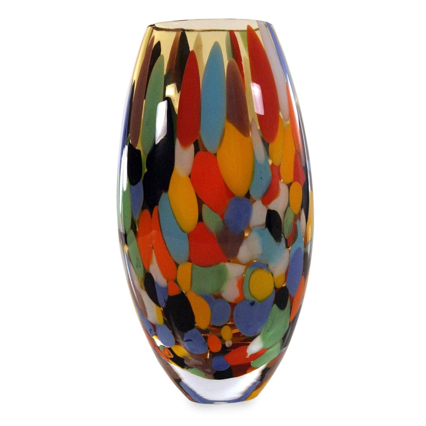 NOVICA Multicolor Confetti Hand Blown Murano Style Art Glass Vase Carnival Confetti