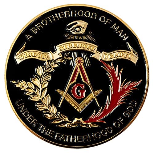 Brotherhood of Man Round Masonic Auto Emblem Black Gold3 Diameter