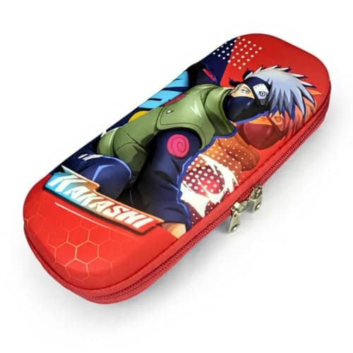 KiddiBox Anime Pencil Box | Durable Geometry Box for Kids, Anime Pencil Pouch Boys & Girls | Large-Capacity Anime Stationery Pouch | School, Travel & Gift Organizer | Red