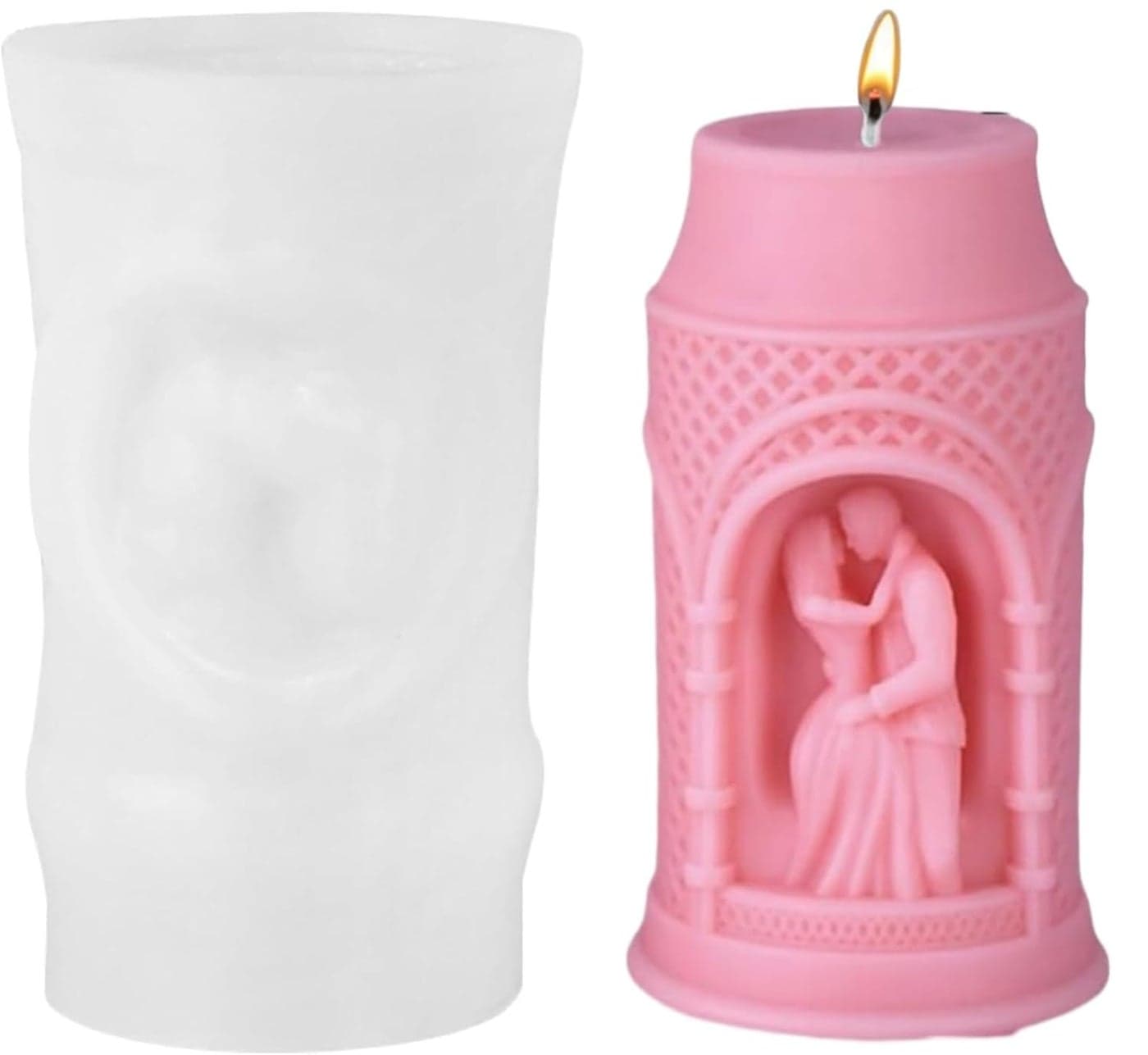 Shoppeecity 3D Love Couple Silicone Candle Mold Couple Column Candle Mould Couple Bride and Groom Statue Roman Column Pillar Lovers Embrace Resin Mold Wedding Couple Mold For DIY Handmade Chocolate Dessert Soap Cake Resin Art Craft Making Valentines Day A