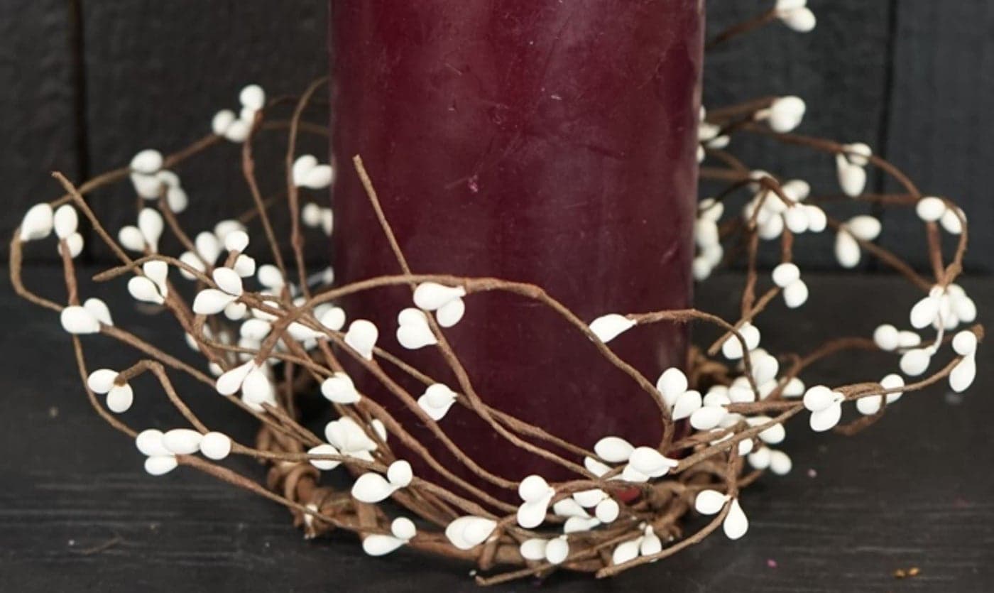 White Pip Candle Ring 2 Pc 65 inch 35 inch Center Berry Spring Wreath