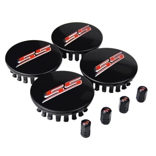 (Set of 4) 68mm=2.67 inches SS Wheel Center Cap Covers Hub Cap 3D Emblem + Valve Stem Caps Trim for 2016-2023 6th Generation Chevrolet Camaro
