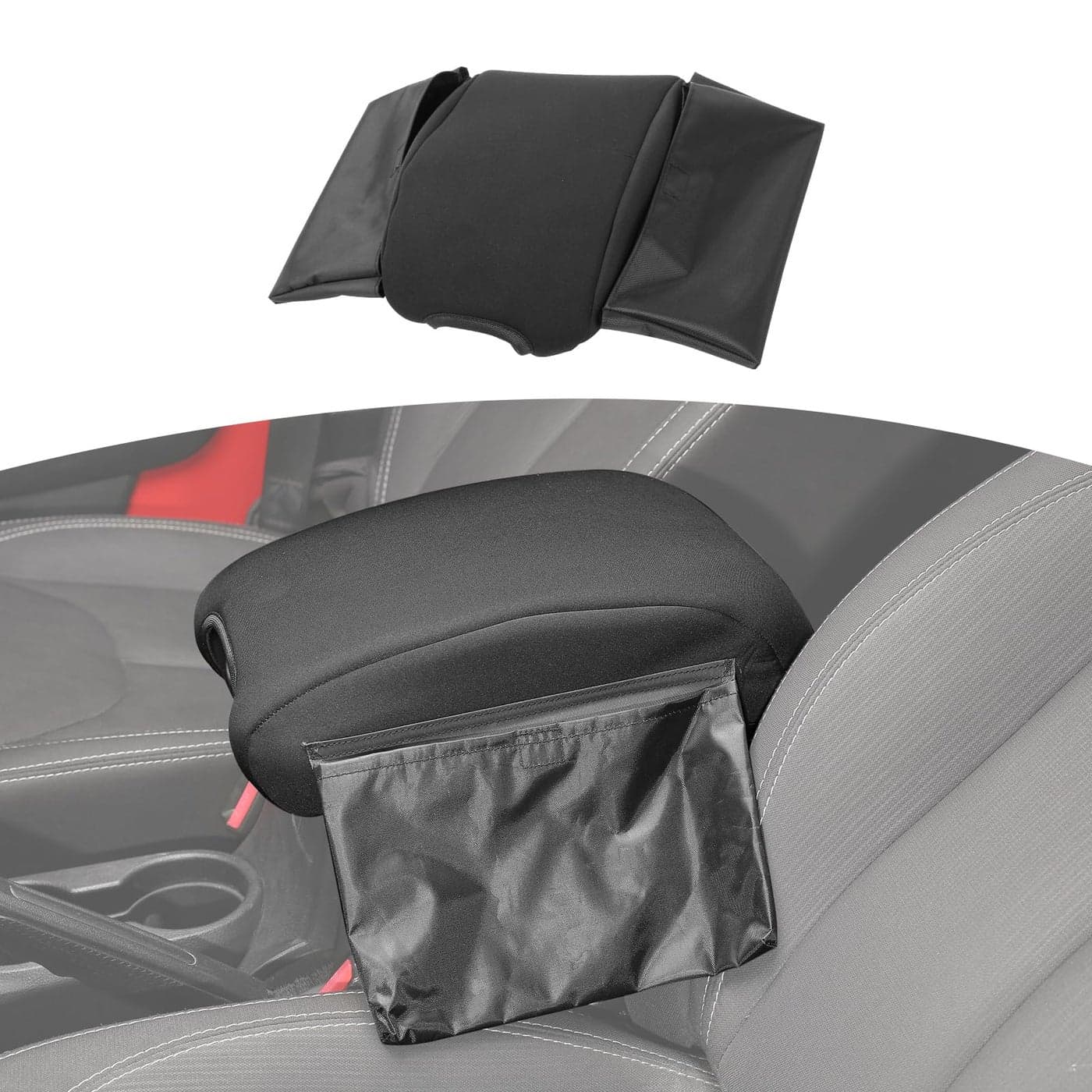 RTTCZ for Jeep JK Center Console Armrest Pad Cover with Storage Bag for Jeep Wrangler JK JKU 20112017 Black Neoprene