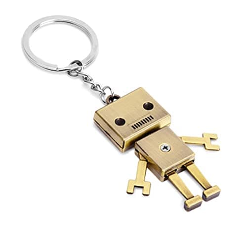 Kawaii Movable Metal Robot Keychain keyring Fashion Crystal Figure Metal Key Chain Ring for Women Men Gift Charms Pendant