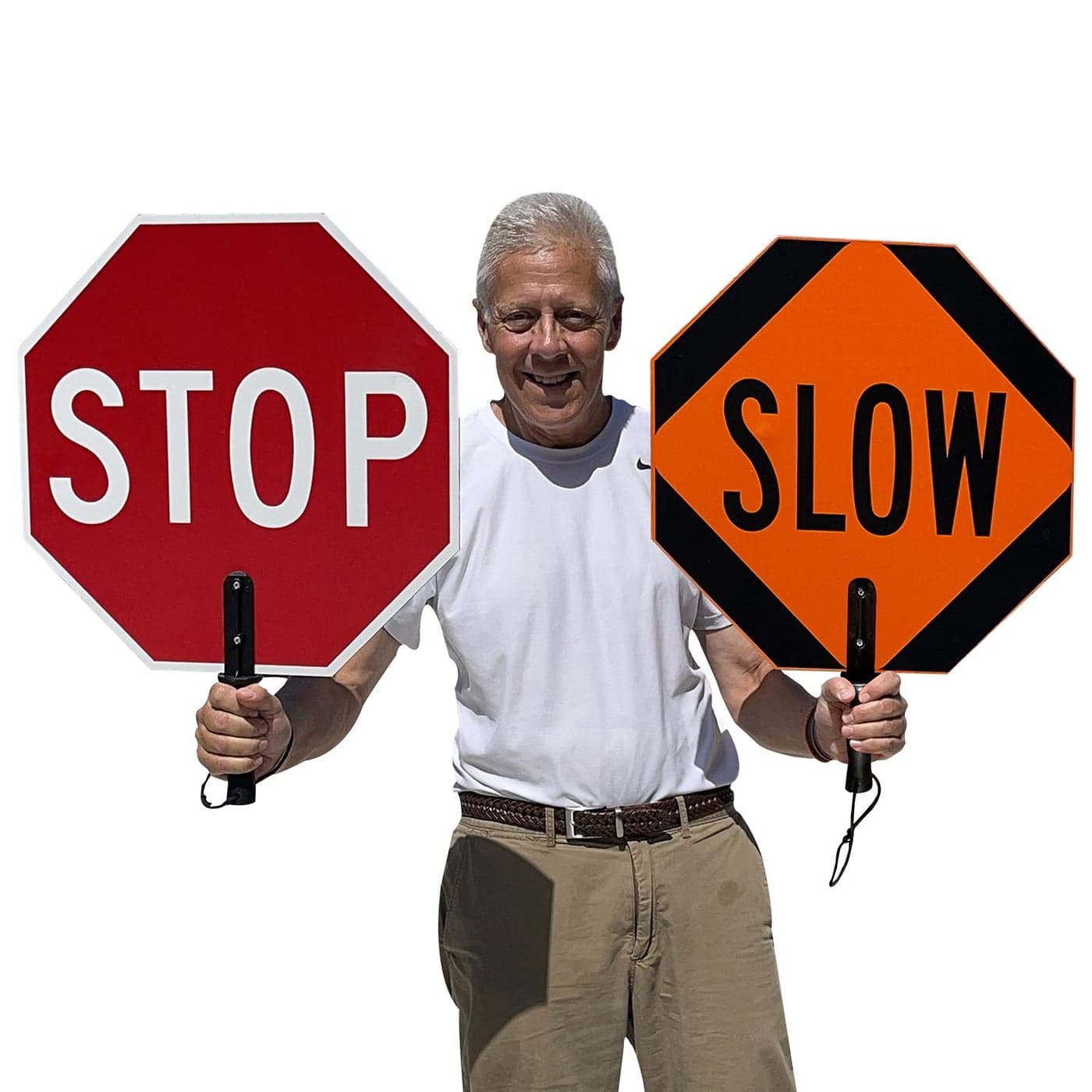 SmartSign Stop Slow Double Sided Paddle 18 3M Engineer Grade Reflective Aluminum