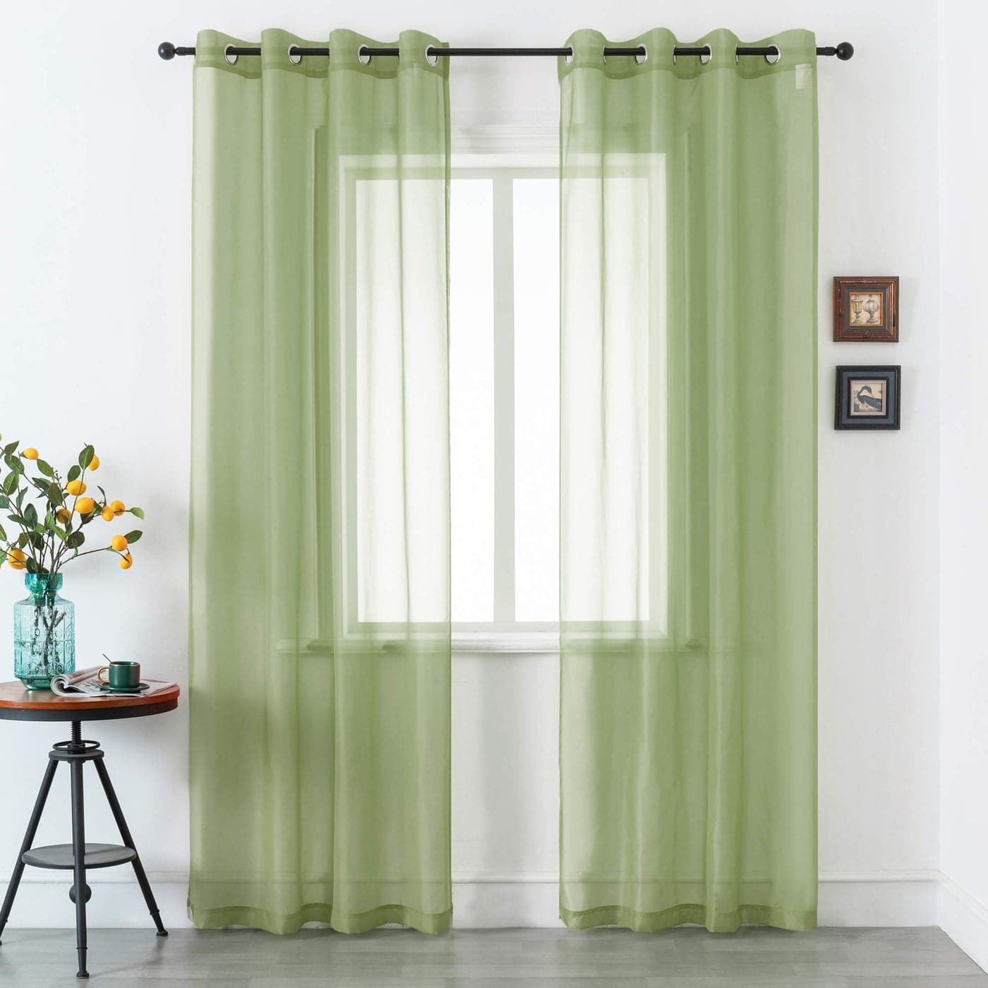 DUALIFE Sage Green Sheer Curtains 84 Inch Length for Living Room 2 Panels Set Grommet CurtainLight Filttering Drapes St Patric Day Curtains 52x84 Inches Long Light Green