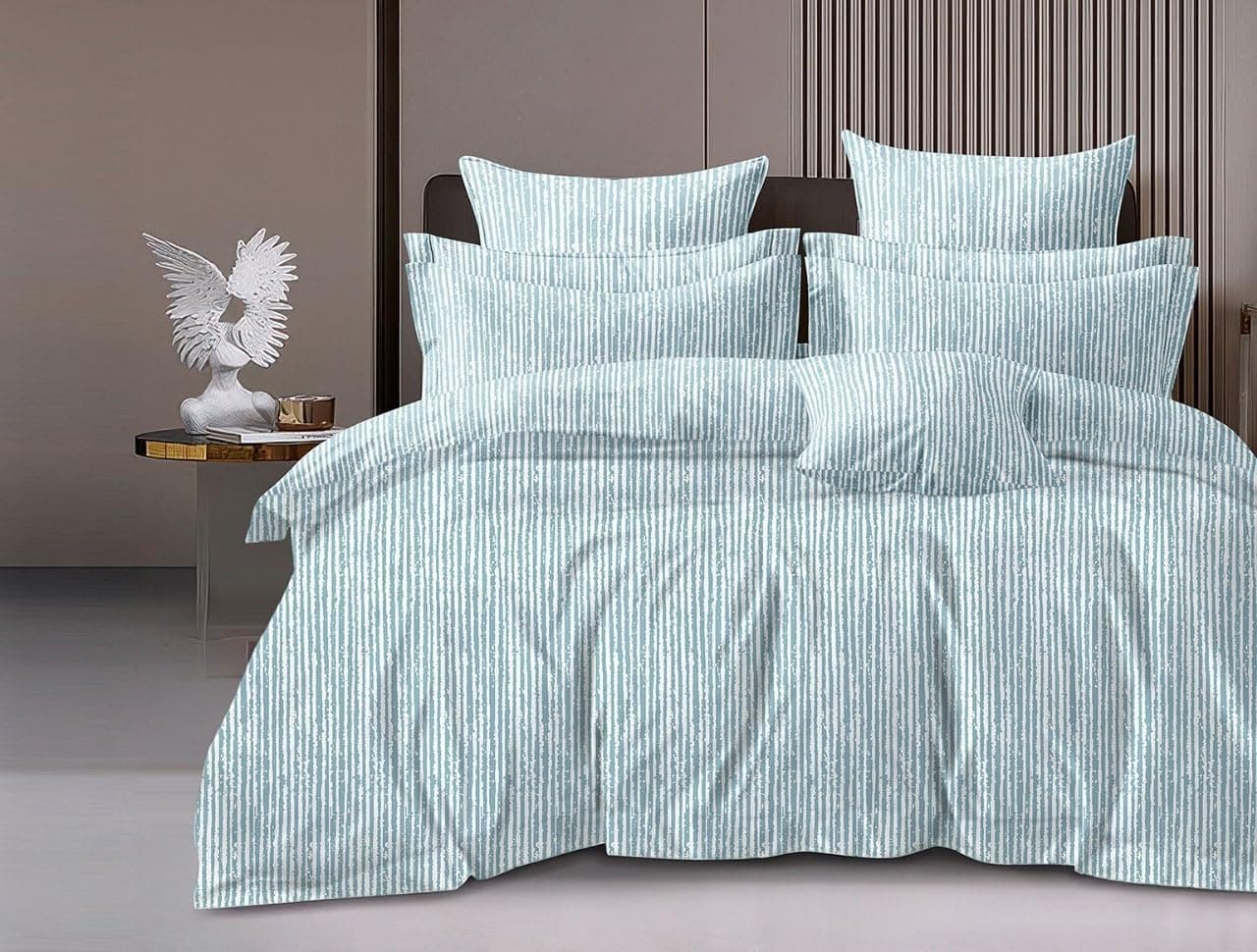MORADO Glace Cotton Single Bed Quilt Cover/Duvet Cover/Rajai Cover/Blanket Cover with Zipper (60X90 Inches,) (Blue Stripe)