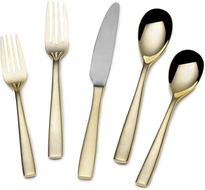 Mikasa Delano Gold Plated 20Piece Stainless Steel Flatware Set Service for 4
