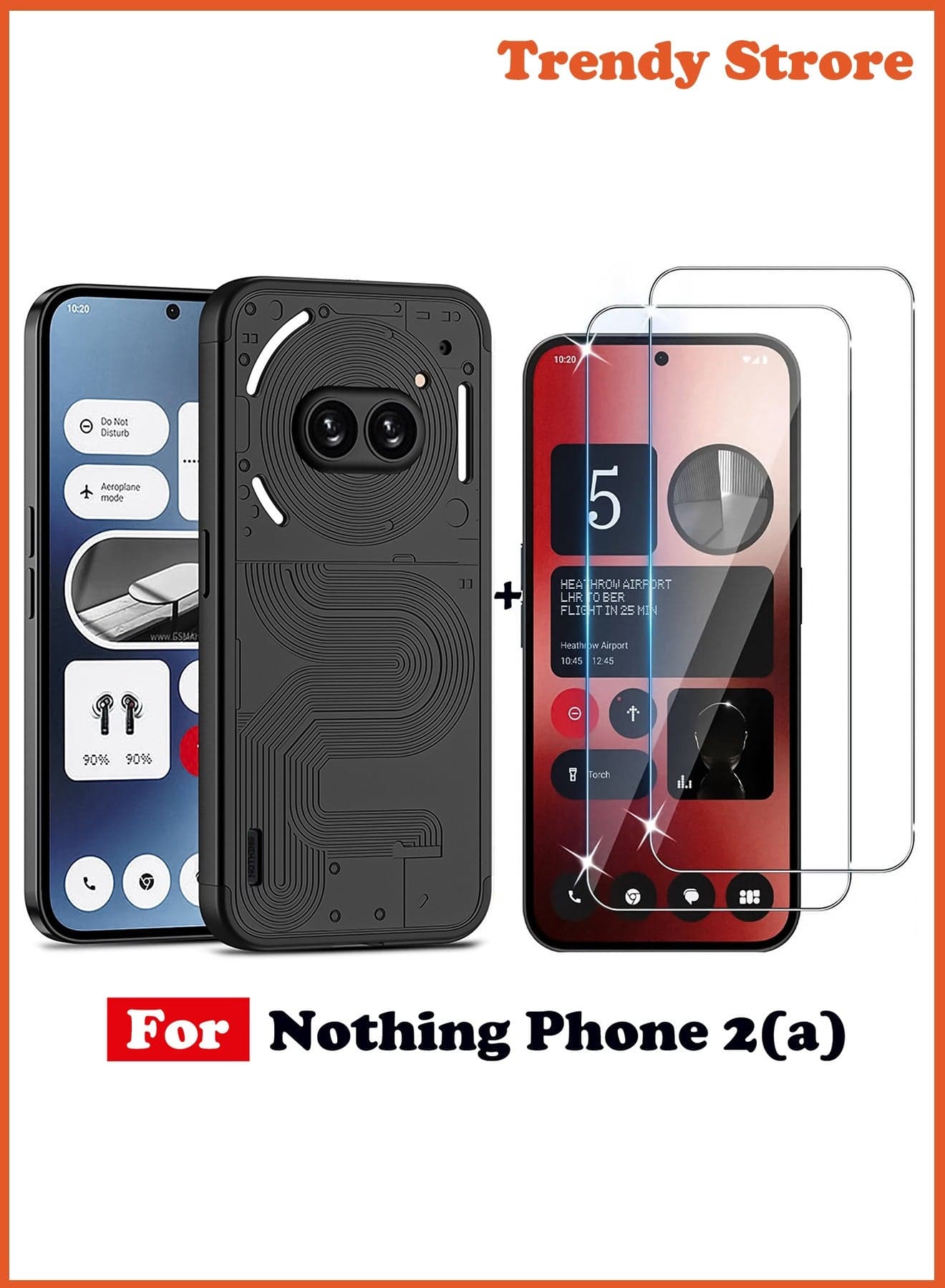 【1+2】 Nothing Phone 2a Case and Screen Protector, 360 Degree Full Body Hard Plastic Material Protective Back Cover, Detachable Split Slim Fit Shockproof Casing, Anti-Scratch Bumper Mobile Case
