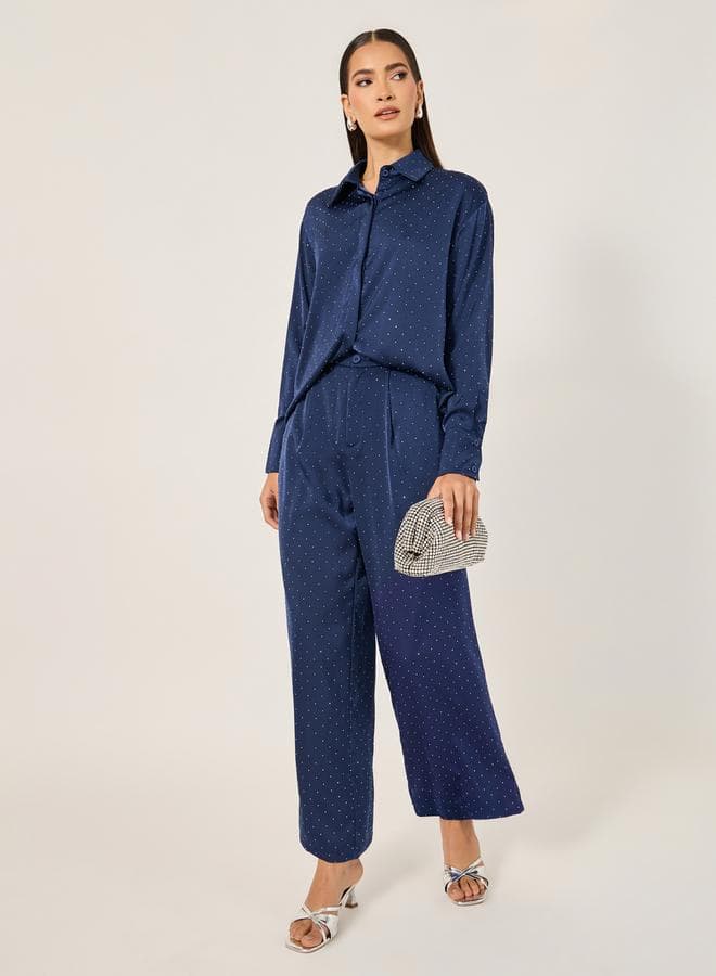 Oversized Embellished Shirt And Wide Leg Pants Co-Ords