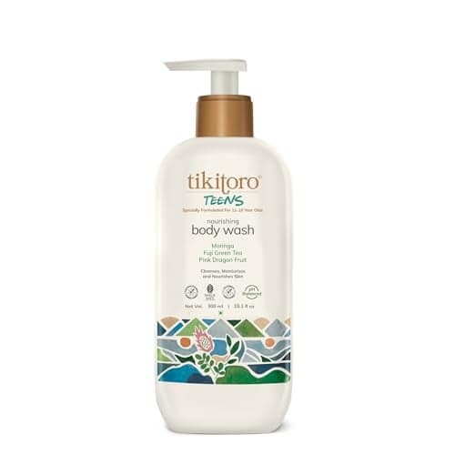 Tikitoro Teens Nourishing Body Wash, 100% Vegan with Moringa, Fuji Green Tea, Pink Dragon Fruit Extract Cleanses, Nourishes Skin with No Parabens & Sulphates, Age: 11+ Years (300 ml x 1)