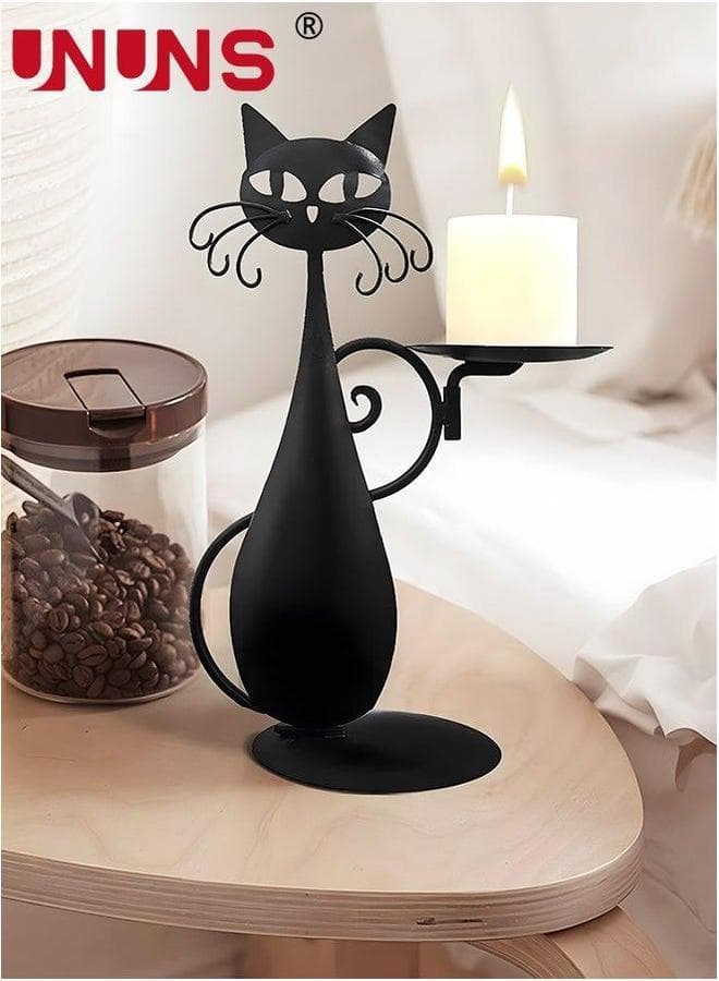 Metal Candle Holder,Black Cat Holder For Pillar Candle,Farmhouse Home Decor Candlestick Wedding,Party Tabletop Decor,Home Decor,Candlelight Dinner