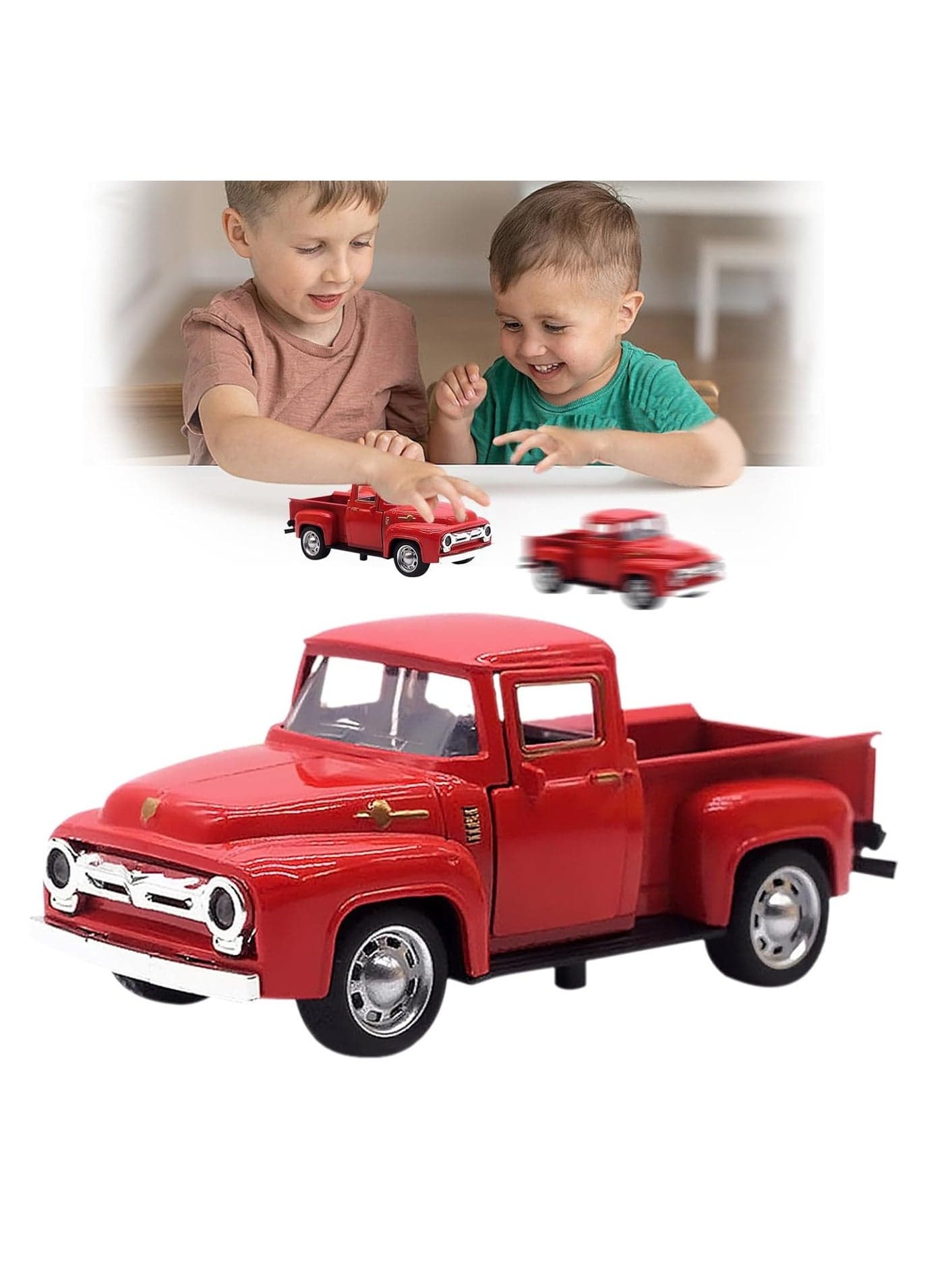 Truck Toys Suitable for Children Aged 1-12 Years Old. The Truck Has a Pull-Back Device and The Door Can be Opened. 1:32 Alloy Children'S Car Toys, Suitable for Birthday Gifts, Cake Decorations, Office Decorations, New Year Gifts (Red)