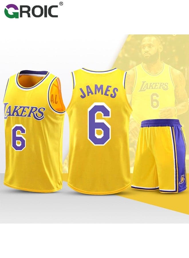 Basketball Jersey, Lebron James Jersey 6# Basketball T Shirt and Shorts, Basketball Jersey Shirt for Adults, Basketball Suits, Basketball Jersey Set, Suitable for 175-180CM