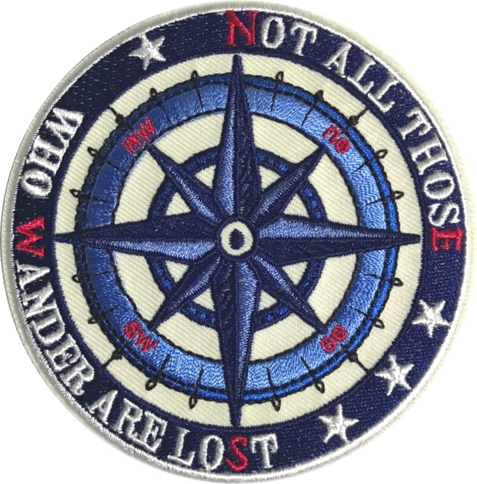 PatchClub Not All Those Who Wander are Lost Patch 35 inches Compass Hiking Adventure Outdoor Patch Cool Embroidered Patch IronOnSewOn