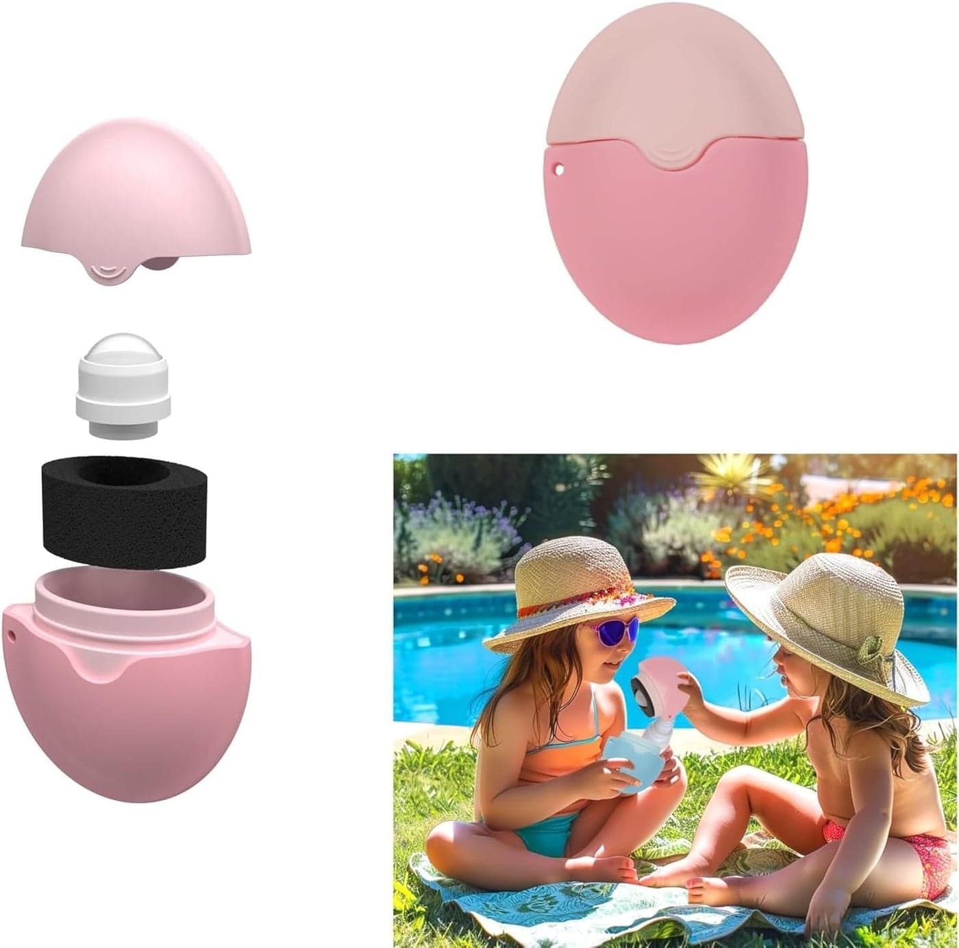 Sunscreen Applicator - Single Pink - BPA-Free Refillable Roll on Sponge Sunscreen, Suncream & Lotion Applicator For Kids, Adults & Families - Holds 1.9 fl oz, Perfect Size for Trave (Pink)