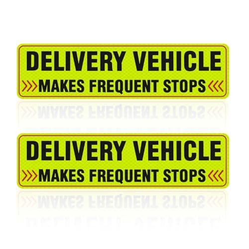 2PCS Delivery Driver Magnet for Car,Reflective Frequent Stops Car Magnet for Clear Identification,Anti-Water Delivery Sign for Cars Accessories Fit for Deliveries Professionals