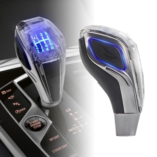 NHHEO Car Universal LED Crystal Gear Shift Knob TopSide 7 Color Touch Activated Illumination Compatible with Most Vehicles without Buttons Manual Gear Shifters