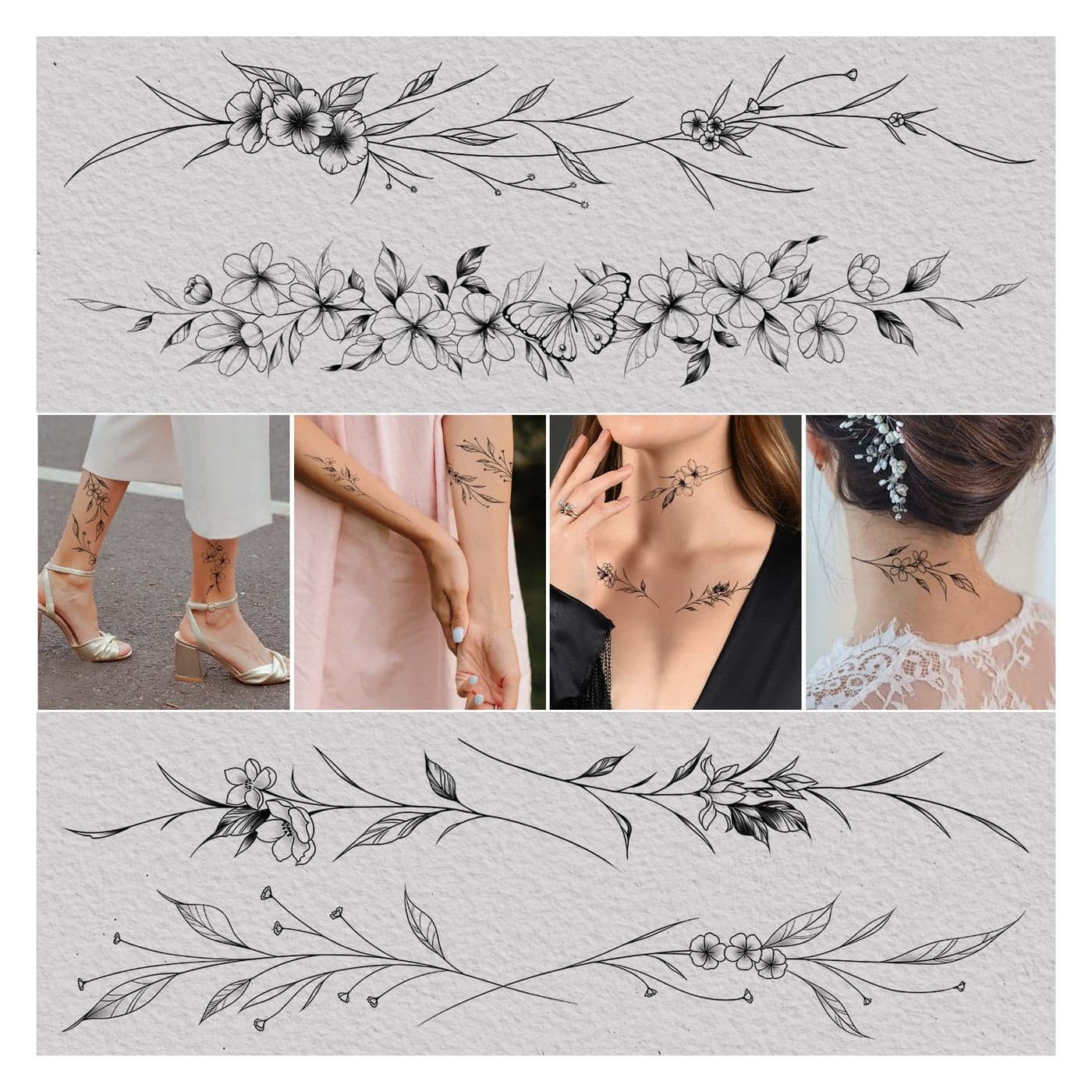 Cerlaza Tiny Temporary Tattoos for Women Girls Realistic Fake Tattoos That Look Real and Last Long for Adult Waterproof Hand Tattoos Stencils Stickers for Body Art12 Sheets