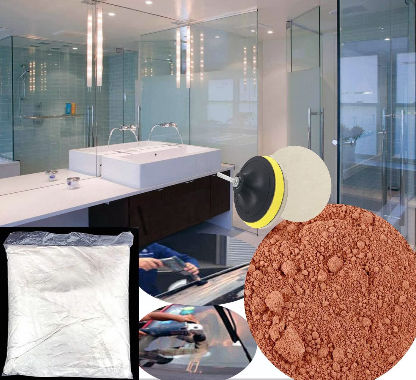 DIY Crafts Standard Pack, Backer Pad + Universal Nut, 4" inch Kit Cerium Oxide Powder/TREO 2.5microns/1.75oz Polishing Powder with Felt Pad Polishing (Standard Pack, Backer Pad + Universal Nut)