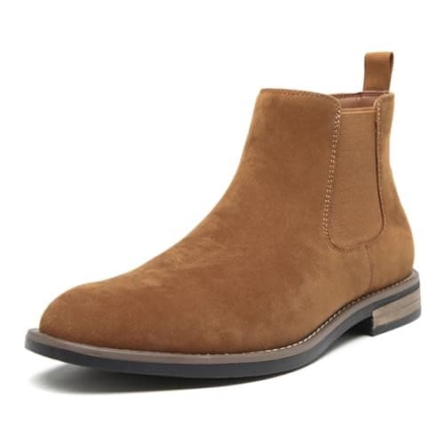 DECARSDZ Men's Chelsea Boots Casual Classic Comfy Slip-On Suede Chukka Mens Ankle Boot Brown Size 10