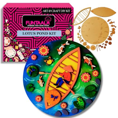 Funtaala Lotus Pond DIY Miniature Painting Kit | Relaxing & Mindful Art Craft Activity | Miniature Pond Painting DIY Set for Kids & Adults | Stress-Relief Creative Kit | DIY Painting Set