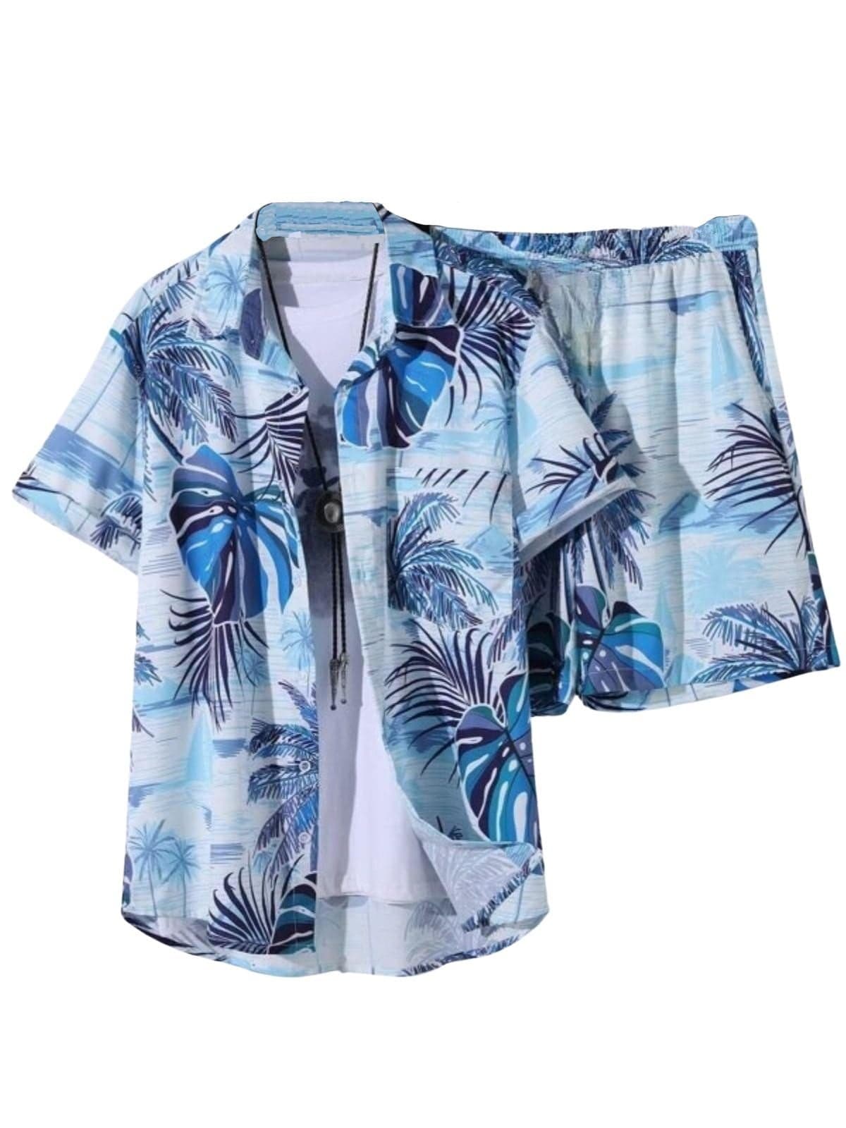 DHRUVI TRENDZ Mens Rayon Men Co-ord Set Regular Fit Night Dress (DT-MS-6090&SH182_Blue_M)