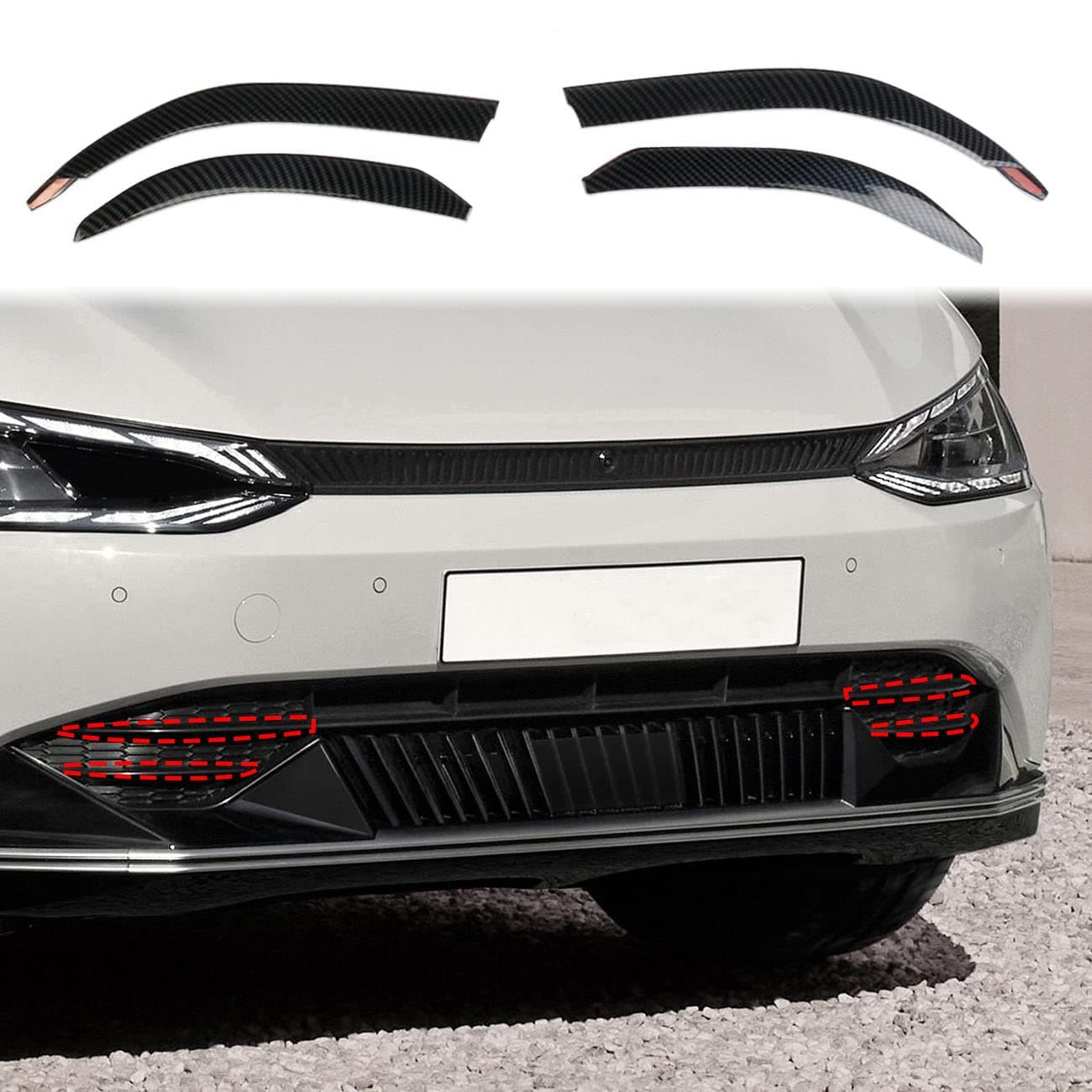 Carbon Fiber Front Bumper Grille Trim Accessories For KIA EV6 20222024