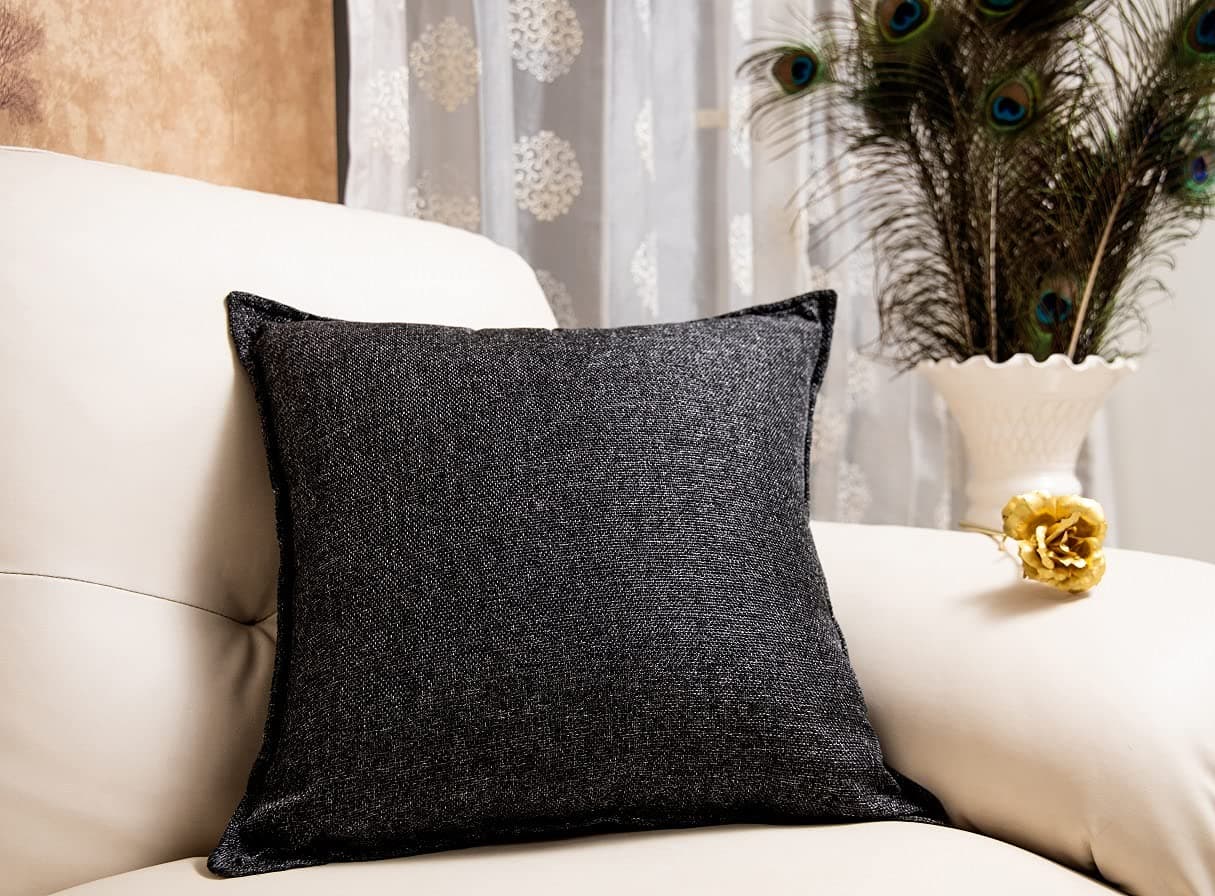 Khooti Decorative Jute Square Cushion Cover Throw Pillow Cover for Living Room Couch Diwan Single Seater Sofa, Colourful Modern Small 20 x 20 Inches / 50 x 50 cm |Colour - Dark Grey |Set of 1 piece