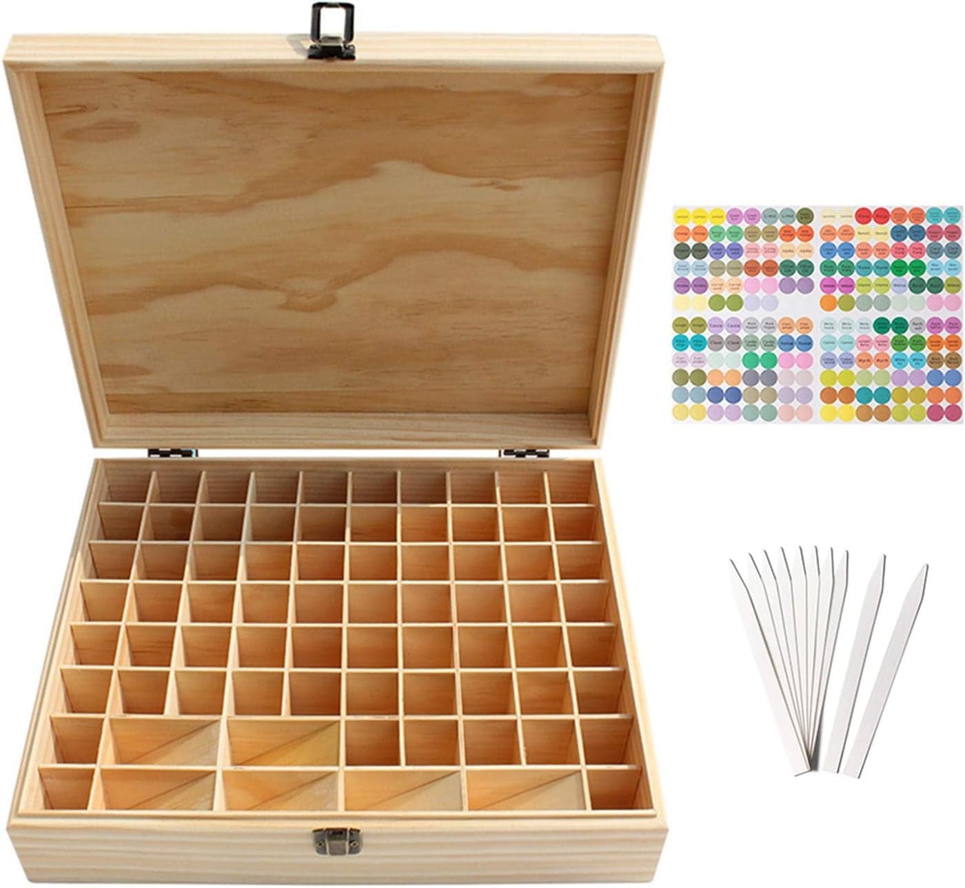 Pure Vie Wooden Essential Oil Storage Box Home Fragrance Carrier Case, Holds 74 Bottle (Fits 5-20ml) - Aromatherapy Organizer Makeup Nail Polish Perfume Container - Keep Your Oil Safe & Space Saver
