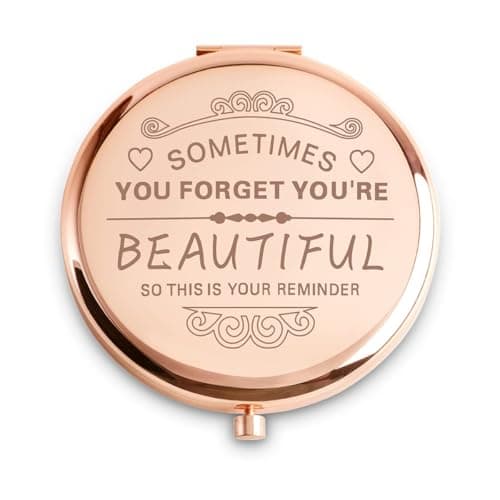 QUSTGO Personalized Gift for Women Girls Her, Custom Gifts for Adult Teen, Inspirational Compact Mirror for Birthday, Graduation, Mothers Day, Basket Stuffers