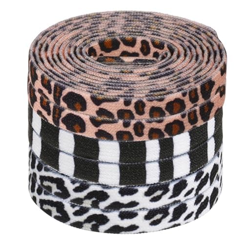 Amosfun 3 Pairs Animal Print Shoelaces - Leopard, Cow, Zebra - Elastic Shoe Laces - Polyester Flat Shoelaces for Sneakers & Boots