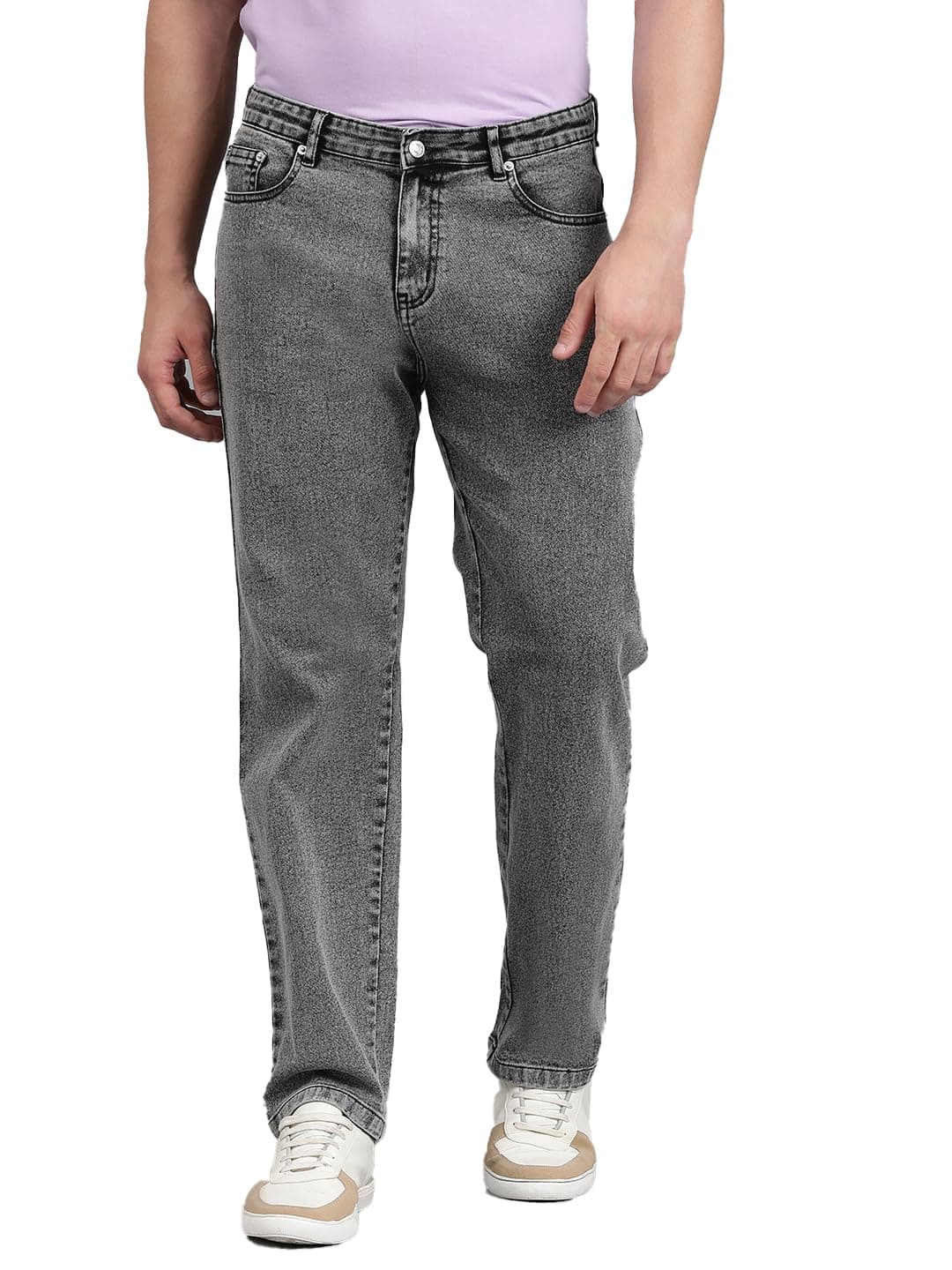 KOTTY Men's Regular Mid Rise Grey Jeans