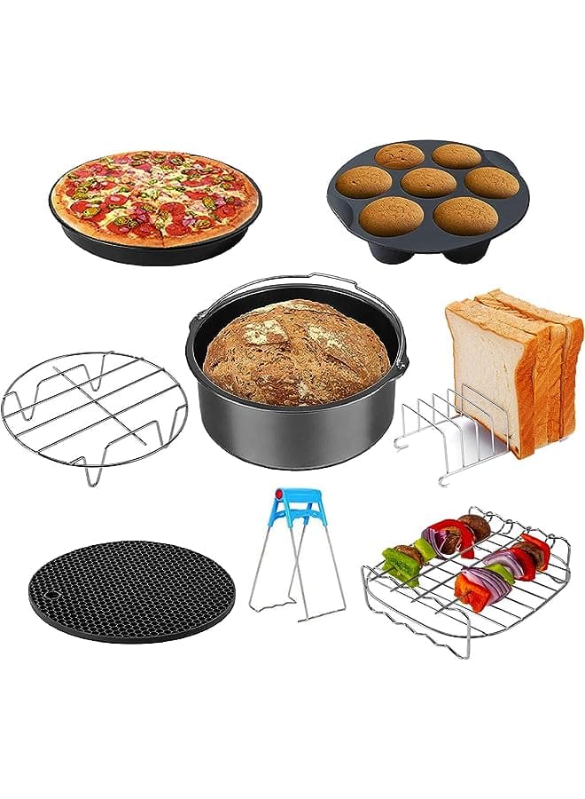 Roasting Racks Silicone Air Fryer Accessories, Set of 6,5.3QT - 5.8QT, 8in