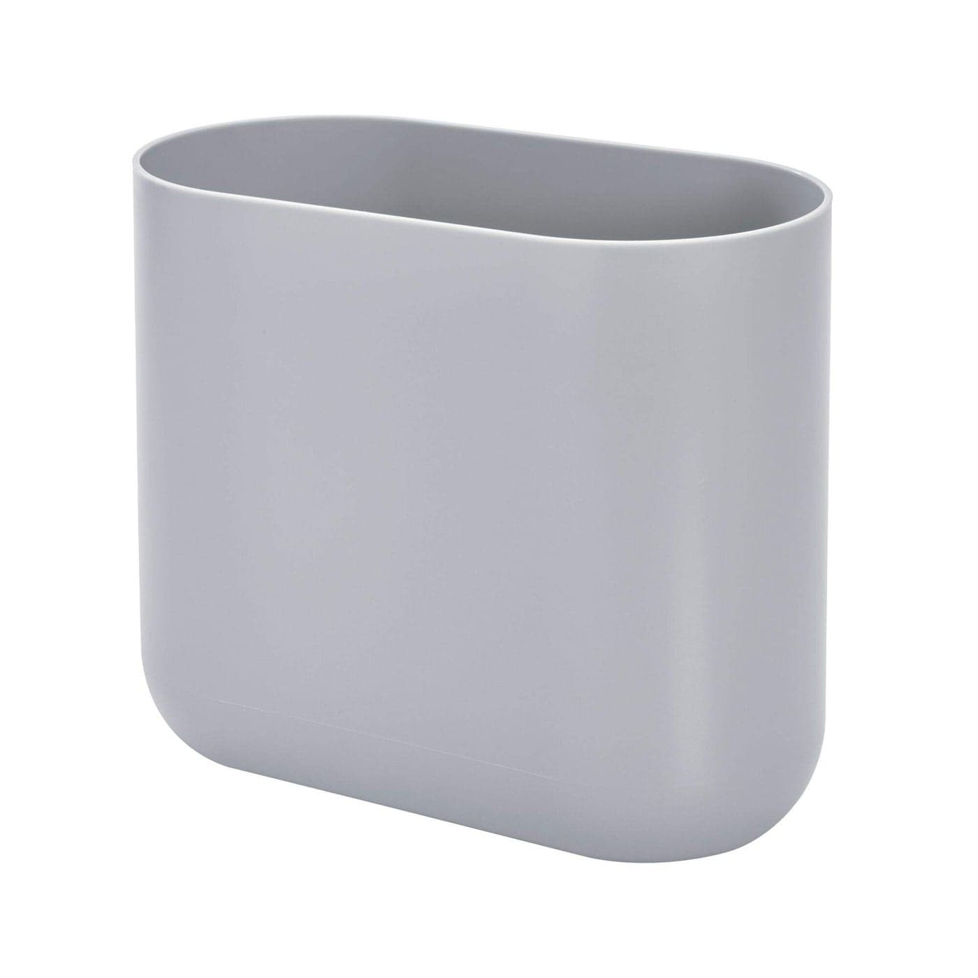 iDesign Cade Oval Slim Trash Compact Waste Basket Garbage Can for Bathroom Bedroom Home Office Dorm College Matte Gray