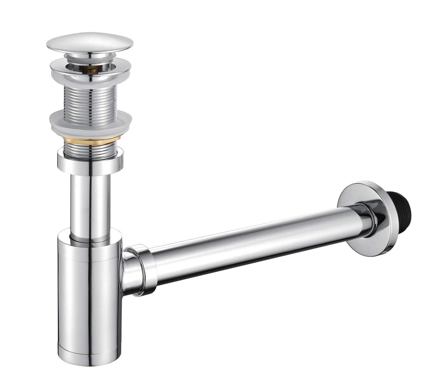 GORDEE Bathroom Sink Stopper PTrap Complete Set Adjustable 114 Bottle Trap Solid Brass Sink Drain Kit Tube and Pop Up Drain Stopper Set Without Overflow Polished Chrome