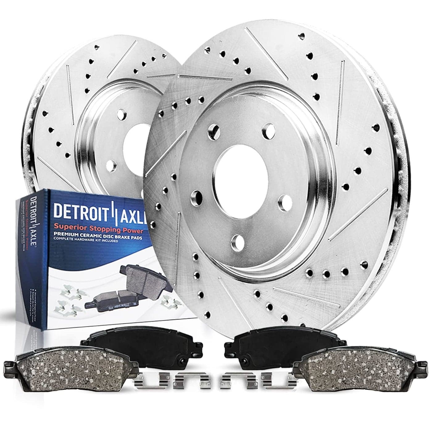 Detroit Axle Front Drilled and Slotted Disc Rotors Ceramic Brake Pads Replacement for 20152017 Honda Odyssey 20192025 Passport