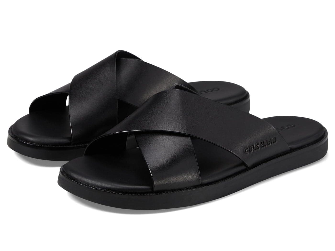Cole Haan Men's Nantucket Cross Strap Sandal, Black/Black, 13-M US