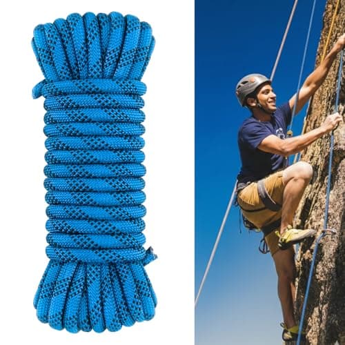 White Tech Premium (10.5mm 20Mtr) Climbing Static Rope Nylon 23 KN Breaking High Strength Industrial Safety Rope, Hiking Climbing Fire Escape Rappelling Mountaineering Construction