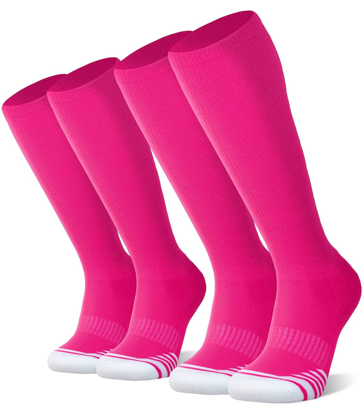 FITRELL 2 Pack Baseball Soccer Softball Socks for Kids Youth Men & Women Over-the-Calf Knee High Football Socks, nfl, Hot Pink, Small