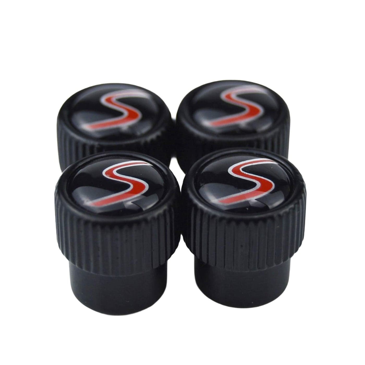Set of 4 S Metal Auto Tire Valve Stem Cap Cover with Resin S Emblem Covers Trim for Mini Cooper S Countryman S Clubman S JCW 36110429652