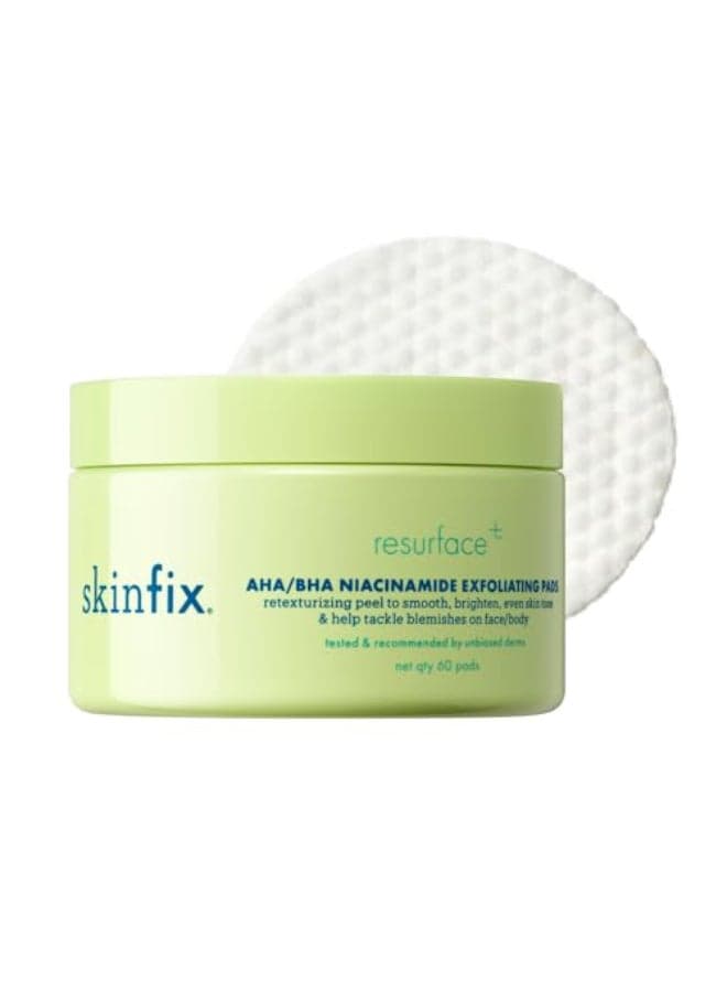 Skinfix AHABHA Niacinamide Exfoliating Pads 60 Pads Visibly Reduces Discoloration Removes Dead Skin Releases Ingrown Hairs Unclogs Pores with Lactic Acid Vegan Cruelty Free