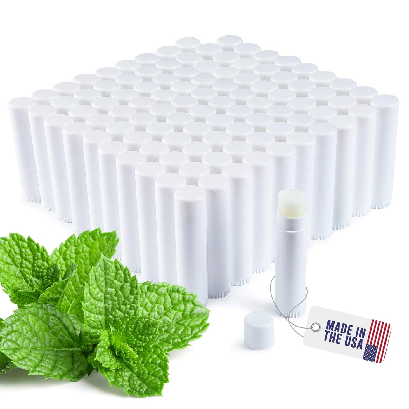 Lip Balm Bulk Unlabeled Made in USA Bulk Chapstick Natural Ingredients Vitamin E Shea Butter Custom Chapstick Bulk For Party Wedding Favors 100 Count Peppermint