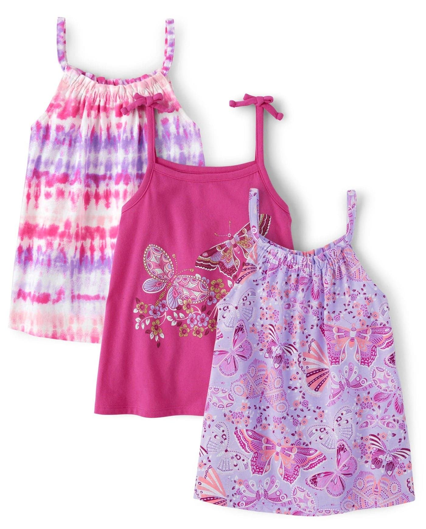 The Children's Place,and Toddler Girls Sleevess Tanks,Boho Butterfly_Petal Purple | Pink Glow | Terri Stripe Dye_Simply White_Pink Glow,18-24 Monts