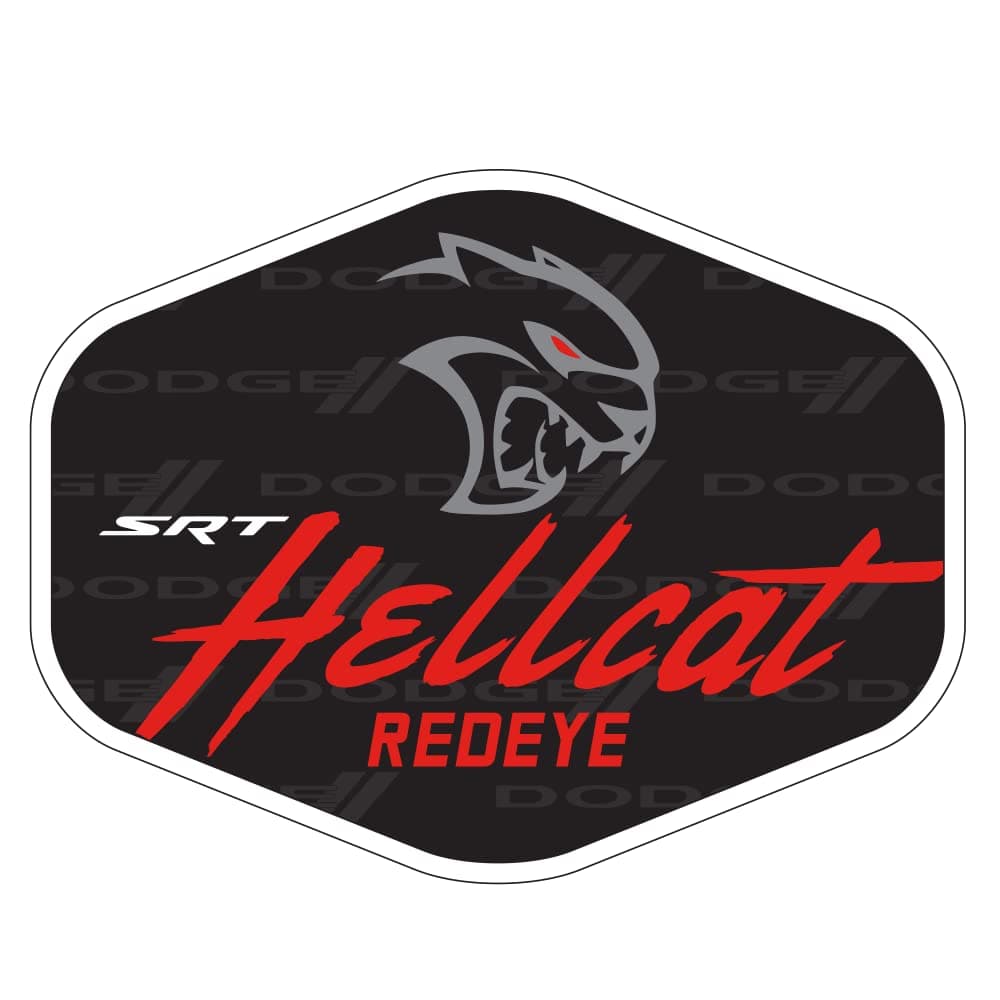 Dodge SRT Hellcat Redeye Logo Premium Vinyl Sticker 4 x 3 Hex Made in The USA